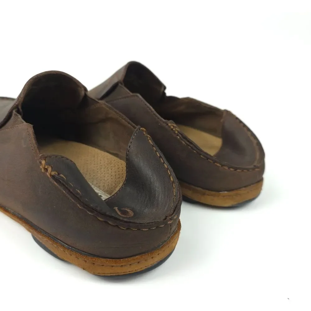OLUKAI Moloa Leather Slip On Shoes Beachy Boho Coastal Hawaiian VSCO Casual 10.5
